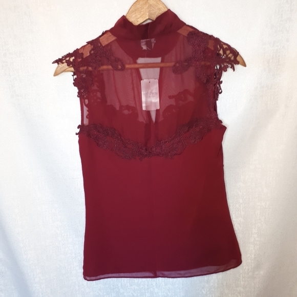 Le Chateau Blouse Burgandy Size Xxs - Picture 5 of 8